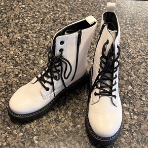 Stylish White Combat Boots